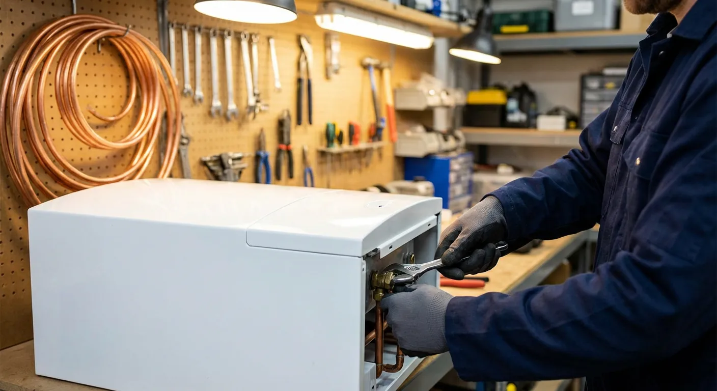 Heating engineer at work