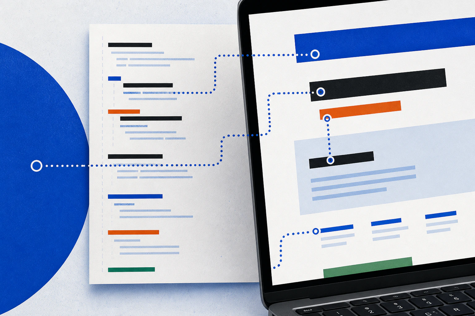 Search crawler inspecting an AI-built website for headings, links and metadata