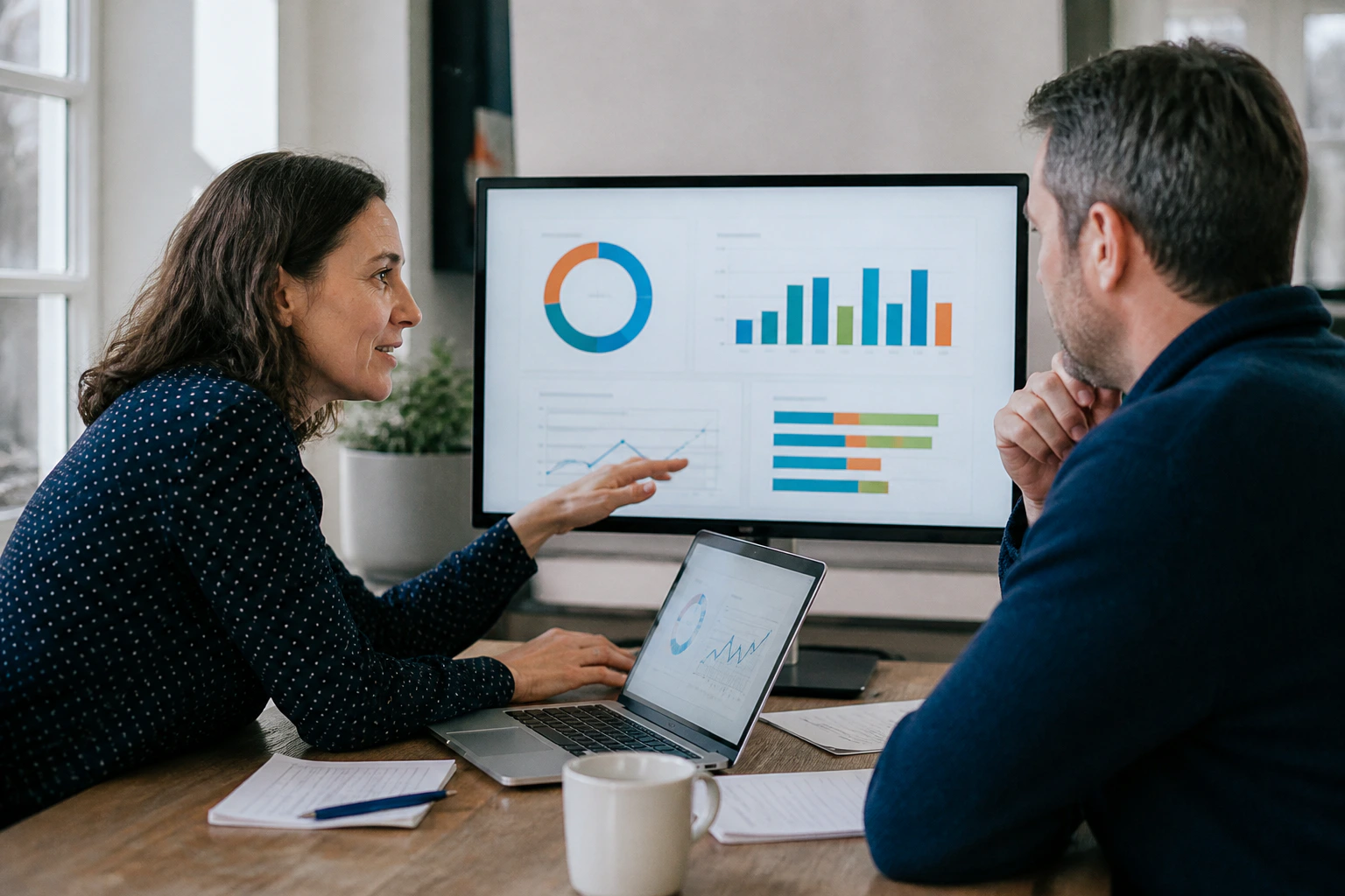 Accountant explaining clear services and tax information to a small-business owner