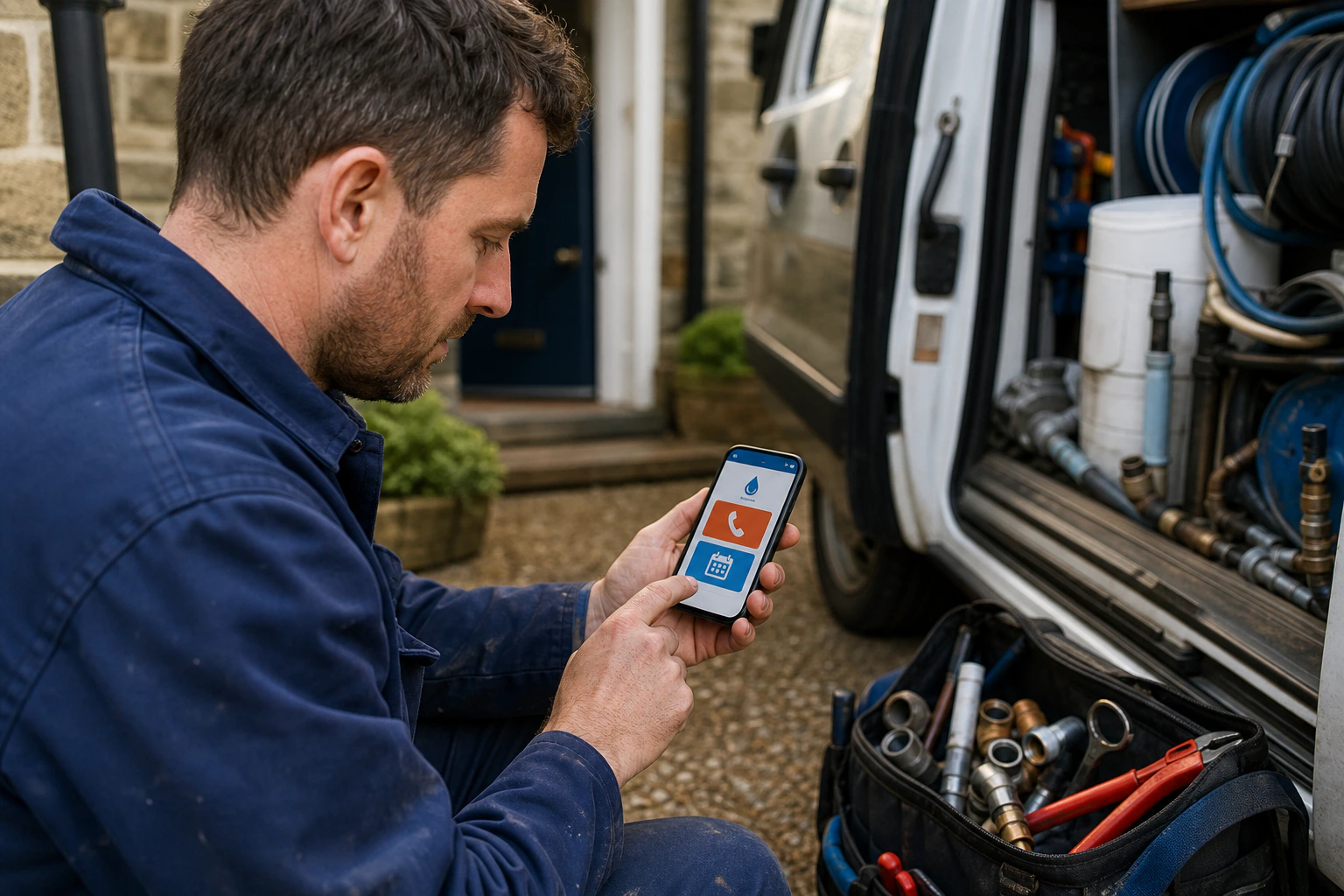 Plumber using a mobile-friendly website that makes emergency and quote enquiries simple