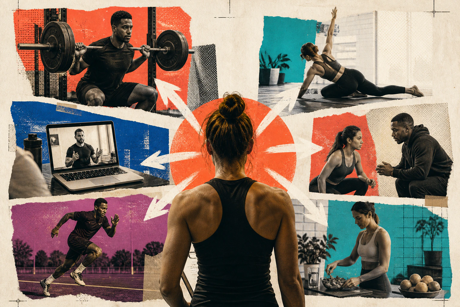 Six credible personal training website directions represented by different coaching moments