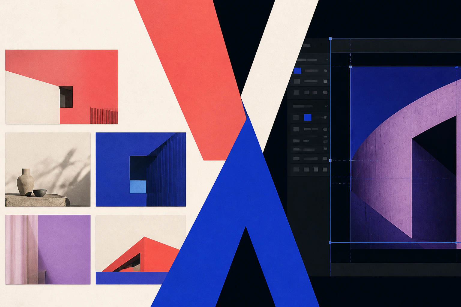 Comparison of a template-led website gallery and a detailed visual design workspace