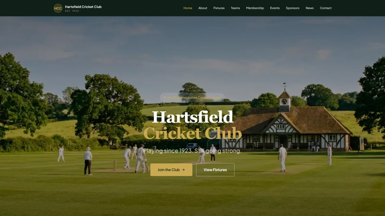 Hartsfield Cricket Club example homepage