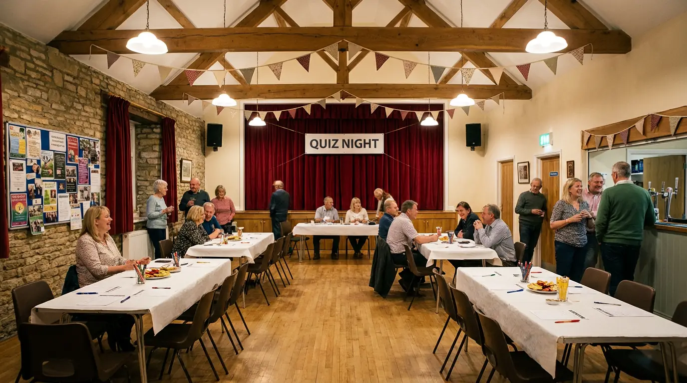 The main hall set up for an event